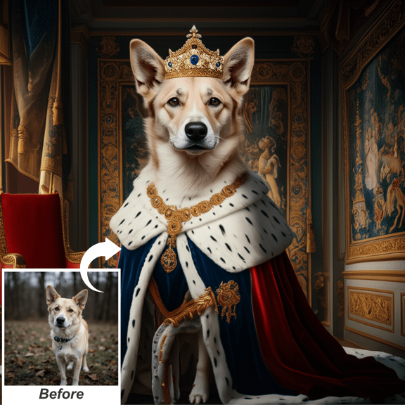 Custom royal pet portrait from photo