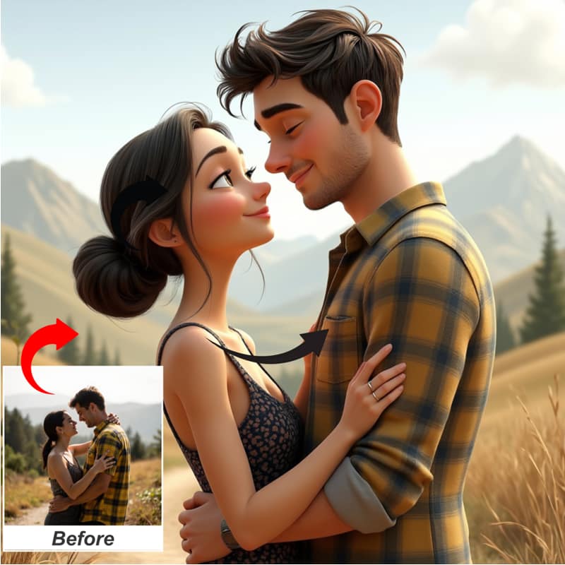 Custom cartoon Pixar style portrait from photo