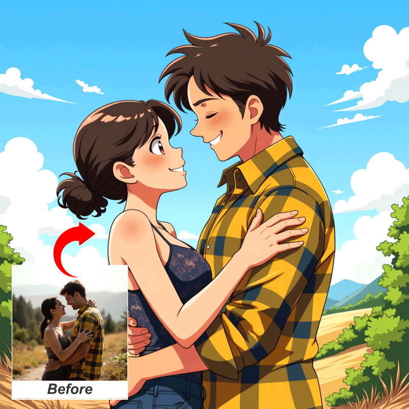 Custom anime portrait gift for couples